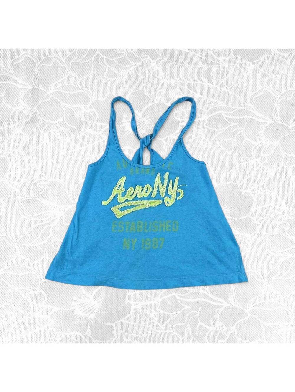 Aeropostale Y2K Blue Racerback A-Line Cropped Tank - Medium